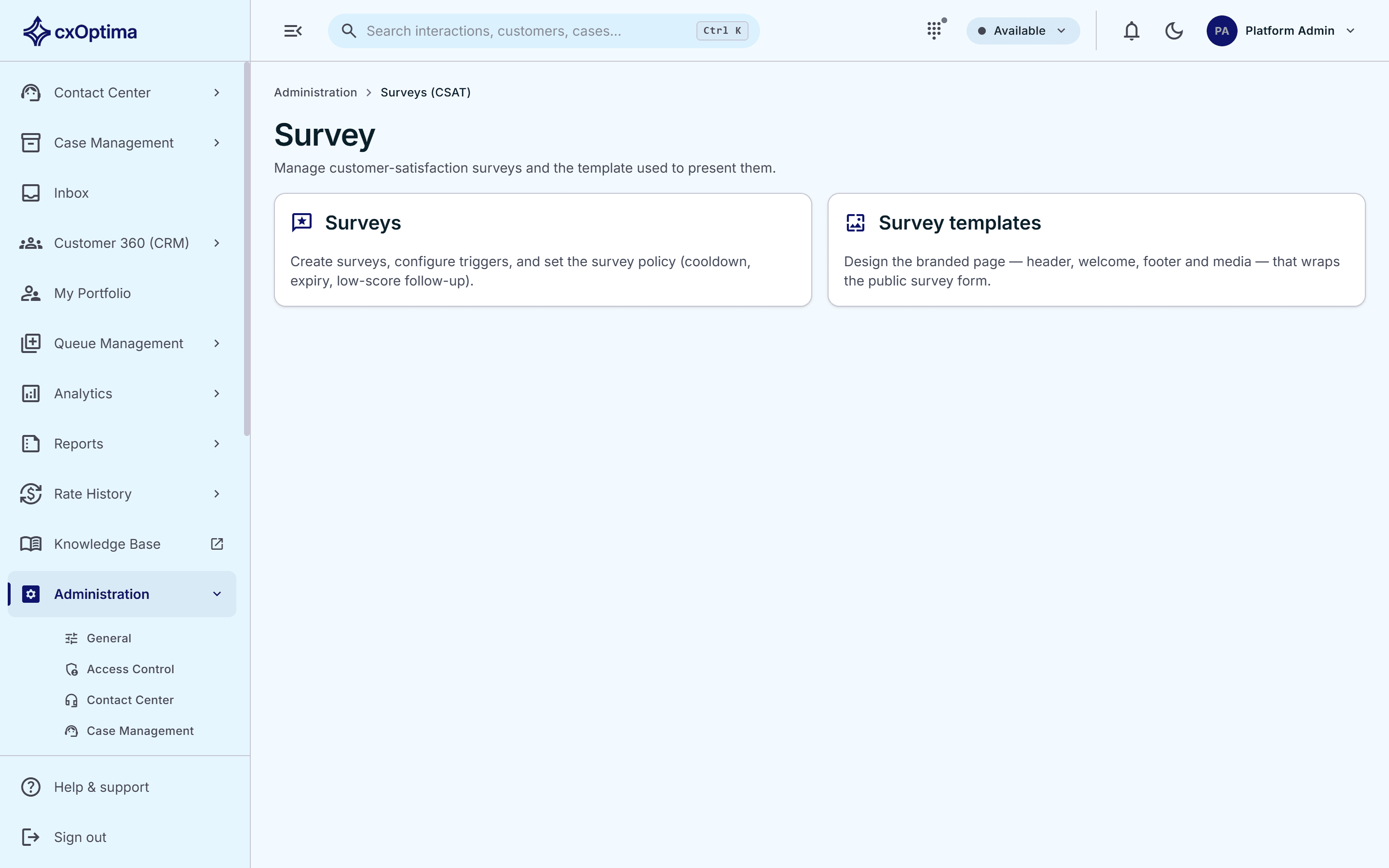 cxOptima survey management